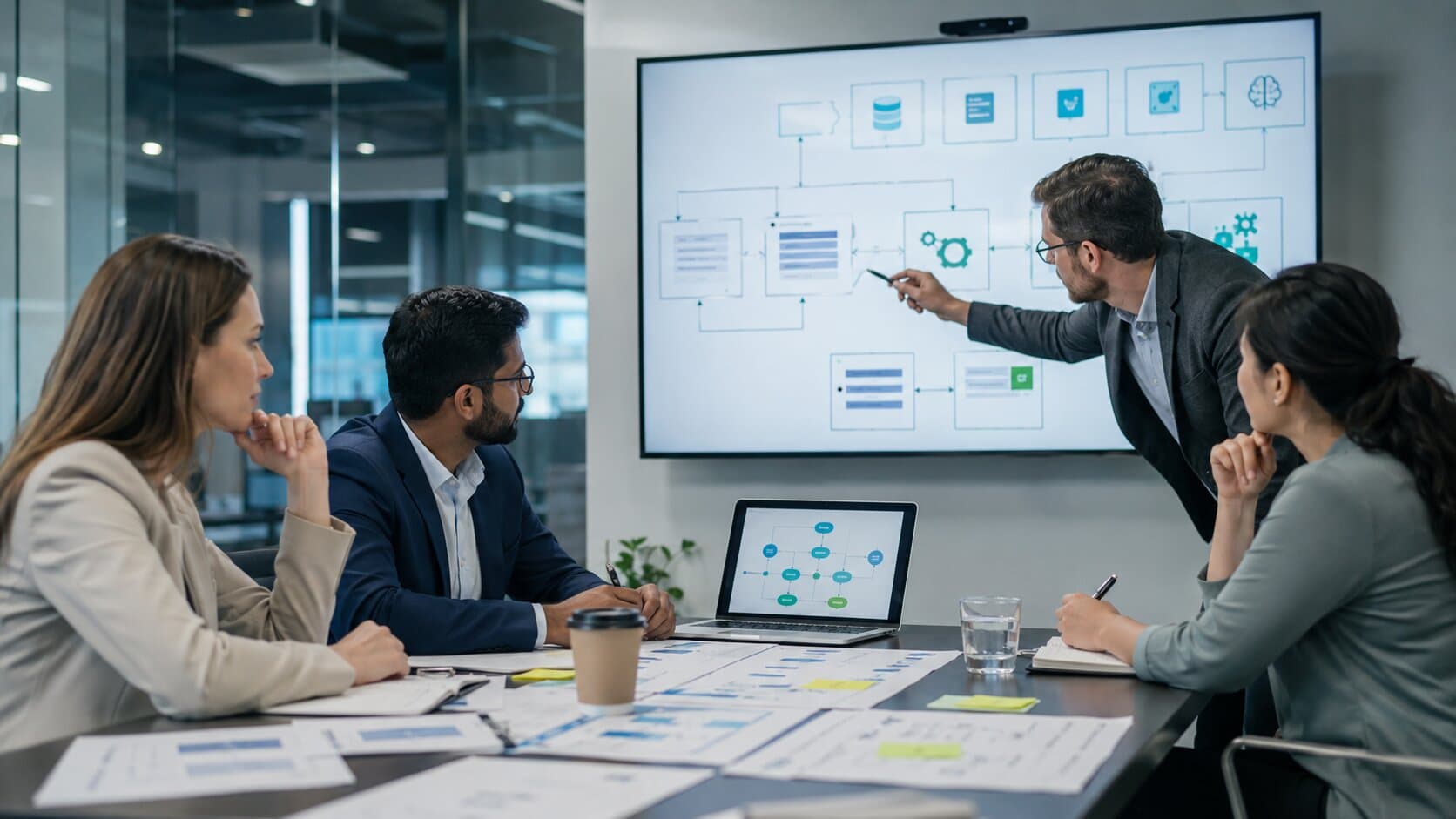 Operational team reviewing automated document workflows