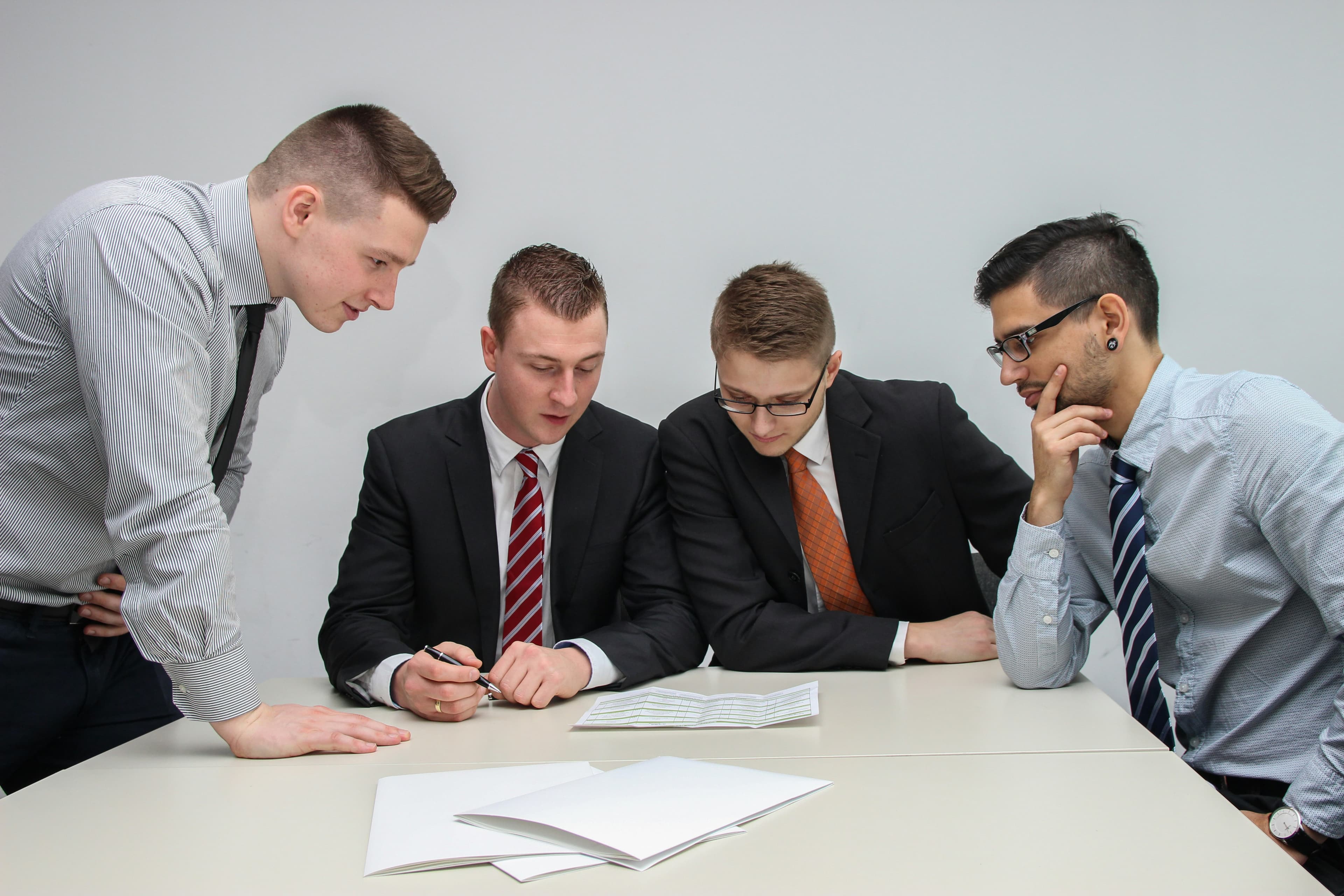 Senior team reviewing an AI transformation roadmap together